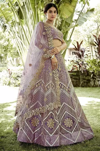 Embroidered Semi-Stitched Lehenga & Unstitched Blouse With Dupatta