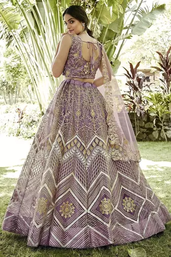 Embroidered Semi-Stitched Lehenga & Unstitched Blouse With Dupatta