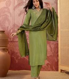 Embroidered v-neck kurta & palazzos kurta sets