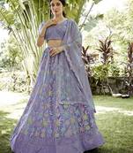 Embroidered Sequinned Semi-Stitched Lehenga & Unstitched Blouse With Dupatta