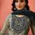 Grey silk blend straight zari sequence embroidered kurta pant with dupatta