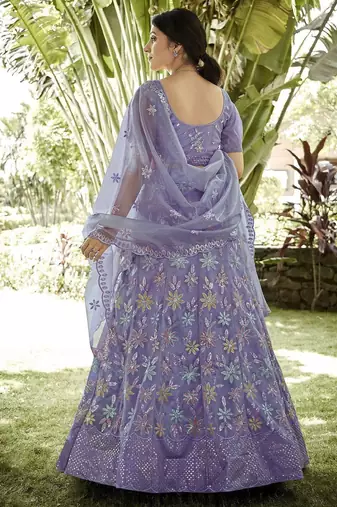 Embroidered Sequinned Semi-Stitched Lehenga & Unstitched Blouse With Dupatta
