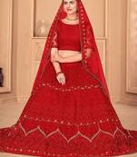 Embroidered Thread Work Semi-Stitched Lehenga & Unstitched Blouse With Dupatta