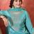 Floral embroidered round neck zari sequinned kurta with trousers and dupatta