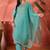 Floral embroidered round neck zari sequinned kurta with trousers and dupatta