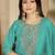 Zari thread embroidered round neck straight kurta & trousers with dupatta