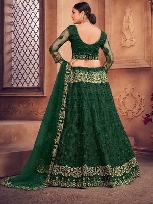 Embroidered Thread Work Semi-Stitched Lehenga & Unstitched Blouse With Dupatta 4