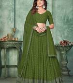 Embroidered Sequinned Semi-Stitched Lehenga & Unstitched Blouse With Dupatta