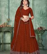 Embroidered Sequinned Semi-Stitched Lehenga & Unstitched Blouse With Dupatta