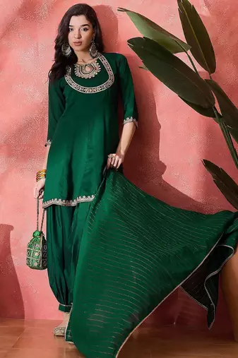 Women solid kurta with salwar & dupatta