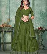 Embroidered Sequinned Semi-Stitched Lehenga & Unstitched Blouse With Dupatta