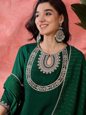 Women solid kurta with salwar & dupatta 2