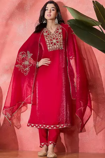 Women ethnic motifs embroidered kurta with trousers & dupatta