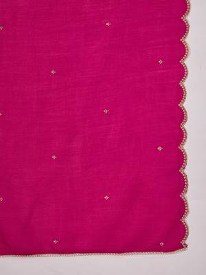 Women embroidered round neck straight kurta & palazzos with dupatta 4
