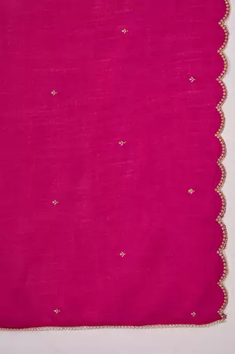 Women embroidered round neck straight kurta & palazzos with dupatta