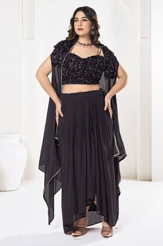 Embroidered Semi-Stitched Lehenga & Unstitched Blouse With Dupatta