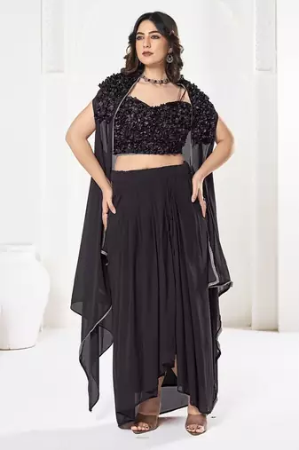 Embroidered Semi-Stitched Lehenga & Unstitched Blouse With Dupatta