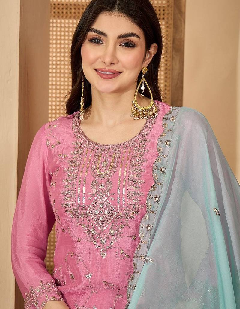 Women ethnic motifs embroidered regular sequinned kurta with sharara & with dupatta