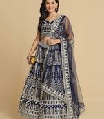 Embroidered Thread Work Semi-Stitched Lehenga & Unstitched Blouse With Dupatta