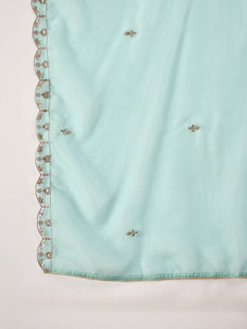 Women ethnic motifs embroidered regular sequinned kurta with sharara & with dupatta