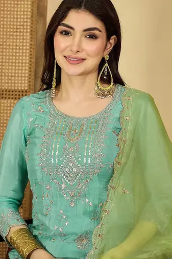 Sequence embroidered kurta with sharara & dupatta