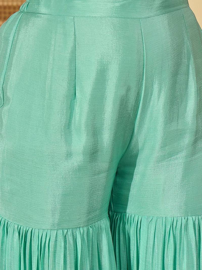 Sequence embroidered kurta with sharara & dupatta