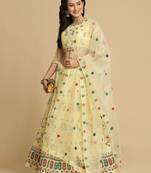 Embroidered Thread Work Semi-Stitched Lehenga & Unstitched Blouse With Dupatta