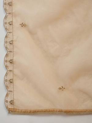 Embroidered round neck kurta & sharara with dupatta 3