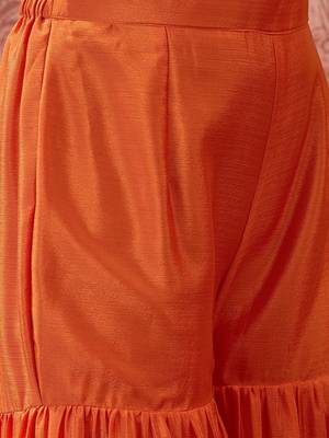 Embroidered round neck kurta & sharara with dupatta 4