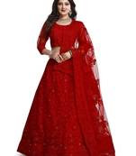 Embroidered Thread Work Semi-Stitched Lehenga & Unstitched Blouse With Dupatta