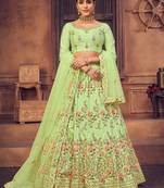Embroidered Thread Work Semi-Stitched Lehenga & Unstitched Blouse With Dupatta