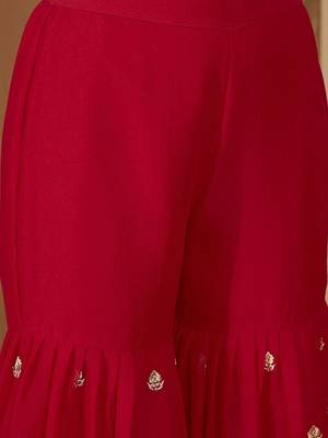 Floral embroidered thread work straight kurta with sharara & dupatta 3
