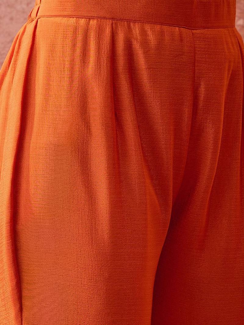 Embroidered v-neck kurta & sharara kurta set