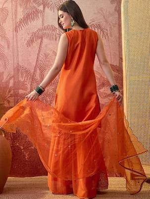 Embroidered v-neck kurta & sharara kurta set 5