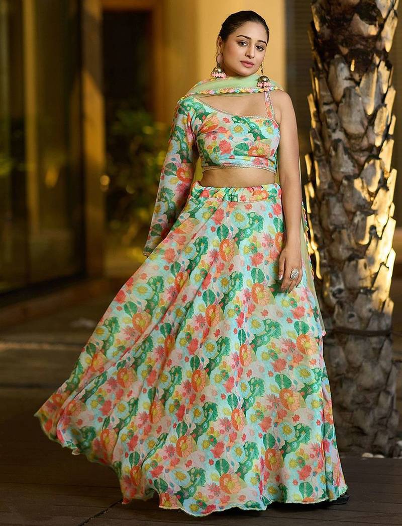 Printed Semi-Stitched Lehenga & Unstitched Blouse With Dupatta