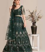 Embroidered Semi-Stitched Lehenga With Unstitched Blouse With Dupatta