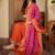 Embroidered round neck kurta & trousers with dupatta