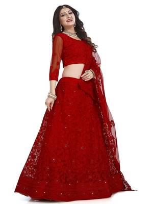 Embroidered Semi-Stitched Lehenga With Unstitched Blouse With Dupatta 3