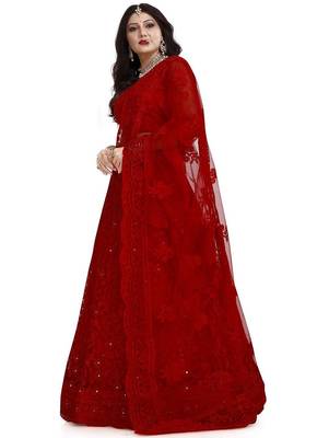 Embroidered Semi-Stitched Lehenga With Unstitched Blouse With Dupatta 4