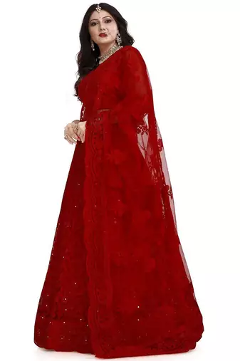Embroidered Semi-Stitched Lehenga With Unstitched Blouse With Dupatta