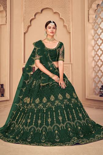 Embroidered Semi-Stitched Lehenga With Unstitched Blouse With Dupatta