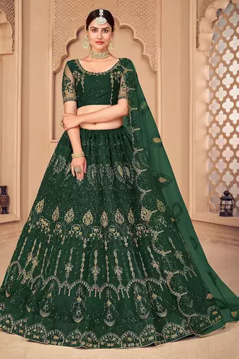 Embroidered Semi-Stitched Lehenga With Unstitched Blouse With Dupatta