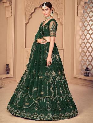Embroidered Semi-Stitched Lehenga With Unstitched Blouse With Dupatta 4