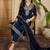 Embroidered v-neck kurta & trousers with dupatta