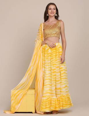 Embroidered Sequinned Shibori Semi-Stitched Lehenga Choli 1