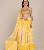Embroidered Sequinned Shibori Semi-Stitched Lehenga Choli