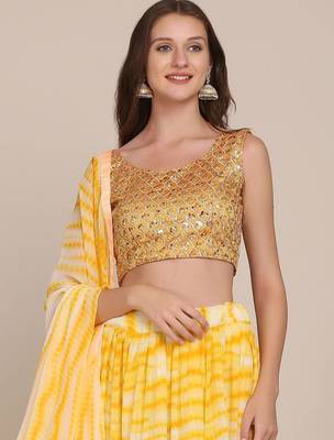 Embroidered Sequinned Shibori Semi-Stitched Lehenga Choli 2