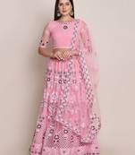 Embroidered Thread Work Semi-Stitched Lehenga & Unstitched Blouse With Dupatta