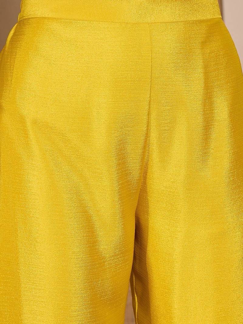 Embroidered round neck  kurta trousers & dupatta
