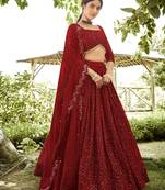 Embroidered Georgette Semi-Stitched Lehenga With Unstitched Blouse & Dupatta